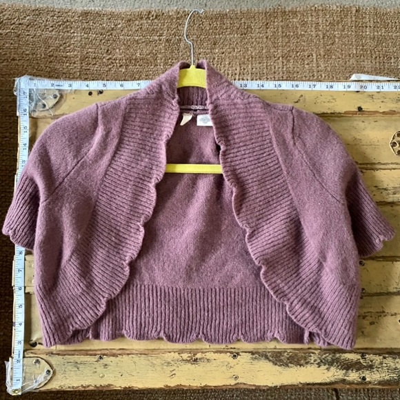 NEW ANTHROPOLOGIE MOTH BRAND STRETCH 💯% WOOL SCALLOPED SHRUG CROP SWEATER XS - Picture 6 of 8